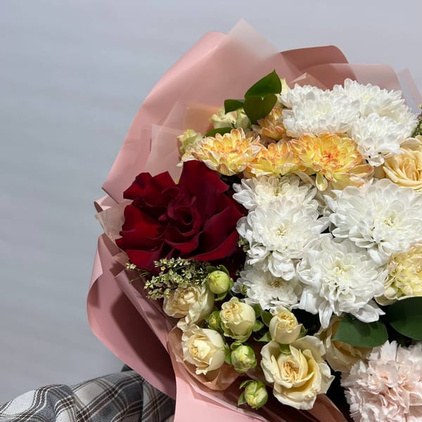 Букет из 3 роз и 5 хризантем 3