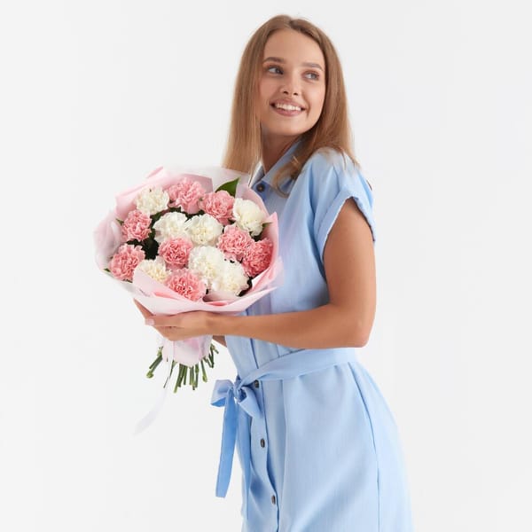 Микс из 15 розовых и белых диантусов 2
