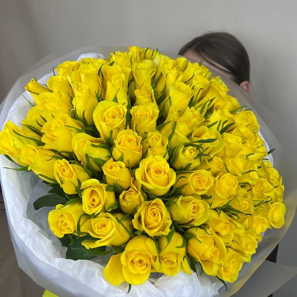 Букет из 85 желтых роз 6